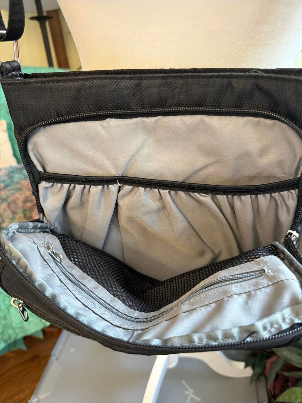 ETA Black Men's Crossbody Messenger Bag with Front Organizer